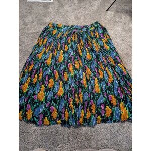 Le Mieux Vintage Floral Broomstick Skirt Cotton Crinkle Midi NWT